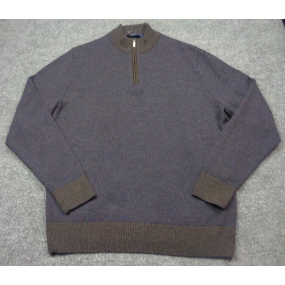 Carroll Custom Alpaca Sweater XL‎ Blue 1/4 Zip Beverly Hills Carroll & Co Peru